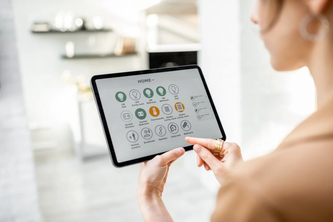Smart home app open on a tablet