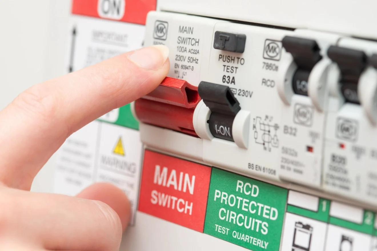RCD safety switch being installed in a switchboard