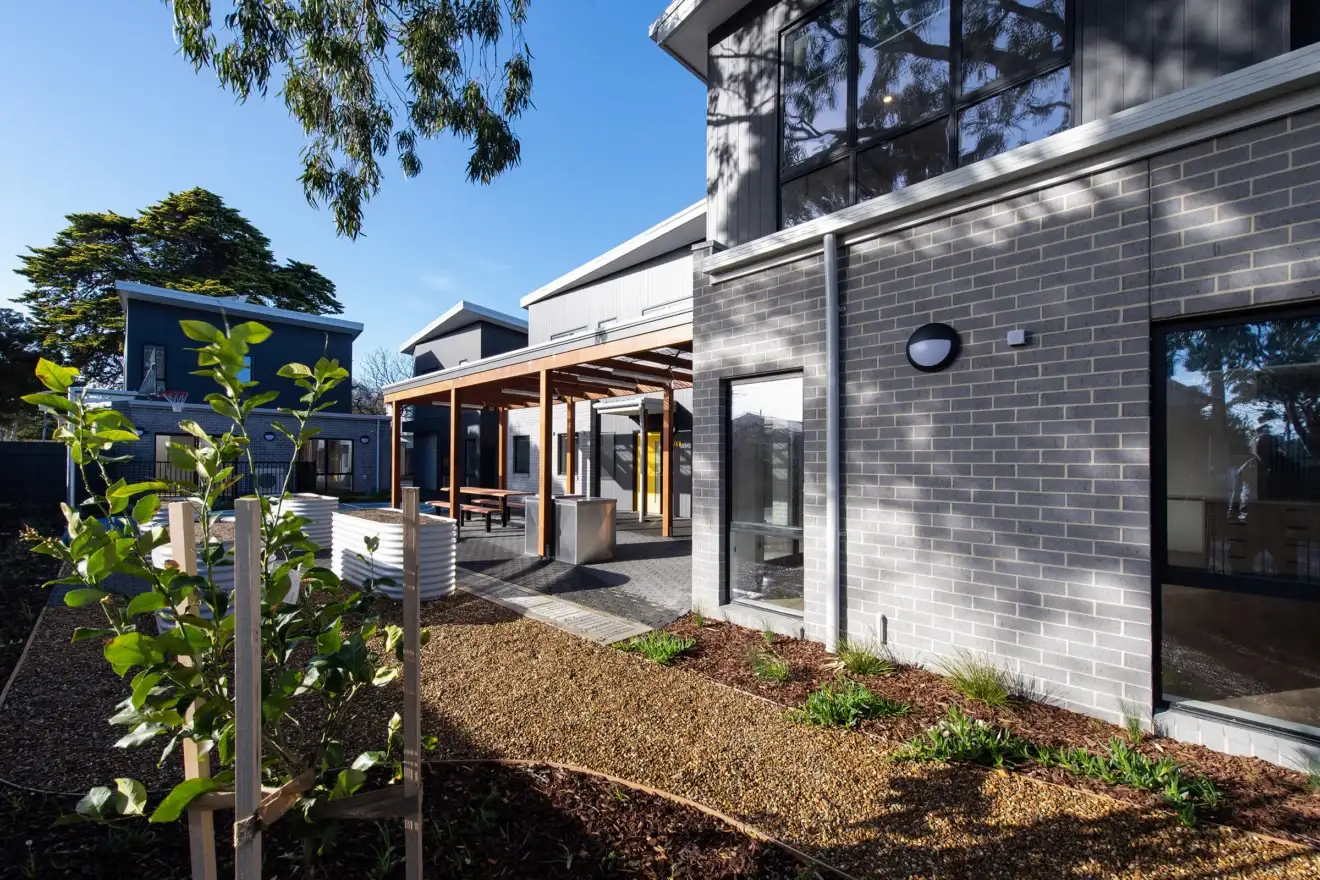 Courtyard of the new Salvation Army community housing units, wired by Marlec Electrical