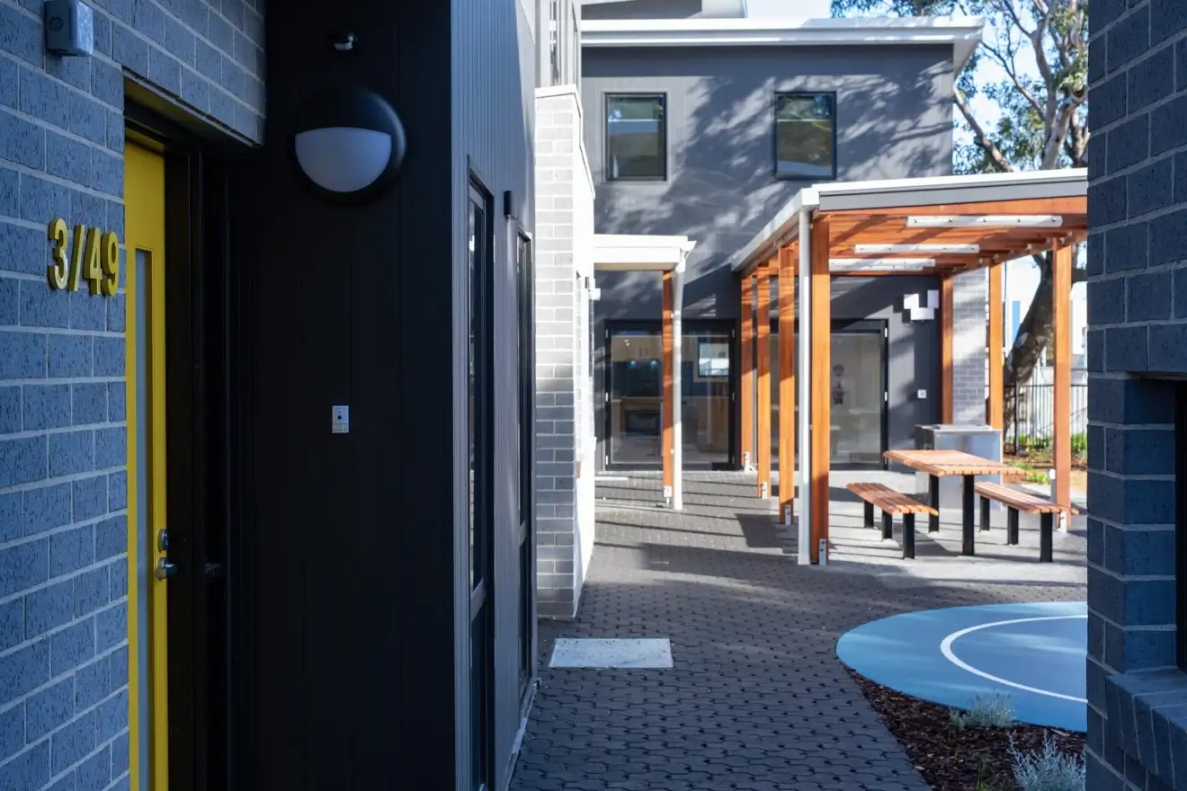 Entrance to the Salvation Army community housing units in Melbourne, wired by Marlec Electrical