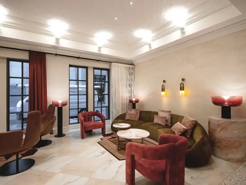 Hotel lounge at The Sebel Melbourne, Flinders Lane, after the electrical fit-out